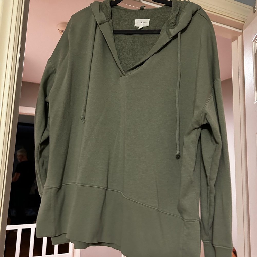 Lou & Grey Olive Green Hooded Pullover